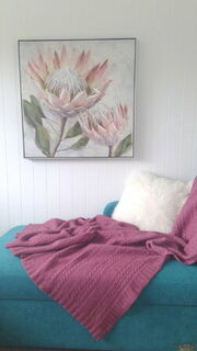 KORU Cable Throw Blanket Possum Merino Silk K0303 new colour Rose