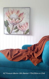 NOBLE WILDE King Throw Blankets Possum Merino 170 x 230cm in Chilli Terracotta
