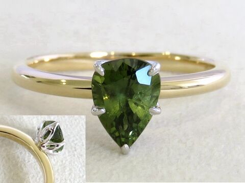 14k Yellow & White Gold 1.44ct Green Sapphire Ring