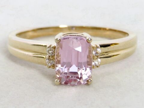 9k Yellow Gold 2ct Pink Kunzite & White Sapphire Ring