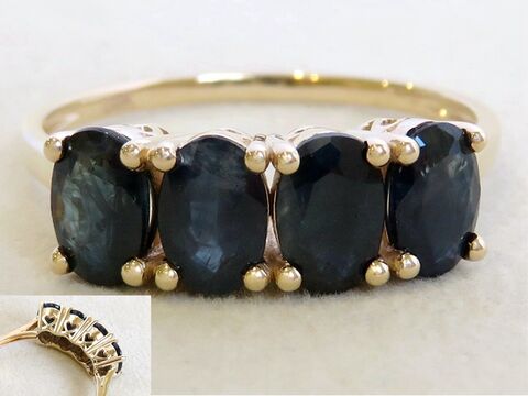 9k Yellow Gold 1.85ct Black Sapphire Ring