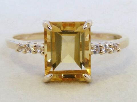 2.3ct Citrine & White Sapphire Ring in 9k Yellow Gold