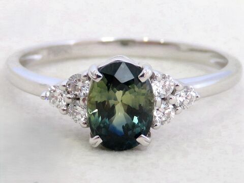 1.28ct Parti Sapphire & 0.18ct Diamond Ring in Platinum