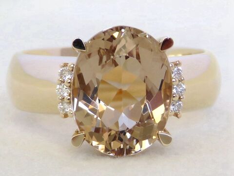 9k Yellow Gold 3.58ct Morganite & Diamond Ring - Remaining Balance of Custom Made Job#040925MORDA9KY-J.5