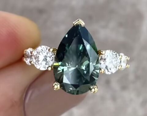 14k Yellow Gold 1.4ct Emerald & 0.8ct Lab Created Diamond Ring - 20% Deposit of Custom Made Job#141025EMLCD14KY-O
