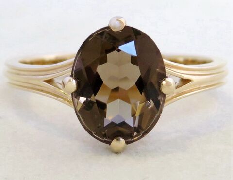 2.4ct Smoky Quartz Ring in 9k Yellow Gold
