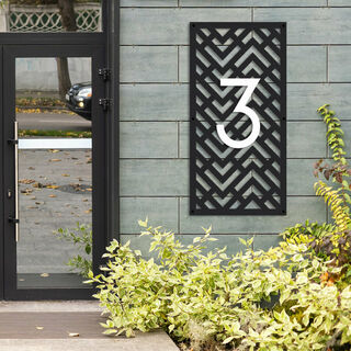 House Number or Business Sign - Geo Pattern Stencil with Number