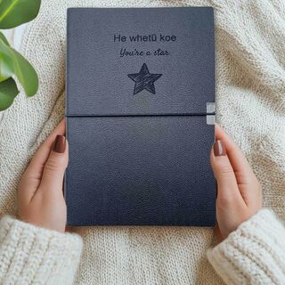 Personalised Leather Journal with Elastic Closure - Black