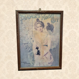 Retro Cigarette Ad - Player’s Navy Cut Woman w/ Kitten Framed Print (H: 30cm x W: 23cm)