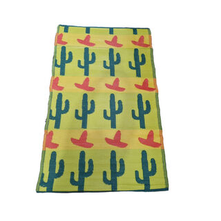 Western Plastic Rug #661 - Red, Yellow & Green (2m x 1.2m)
