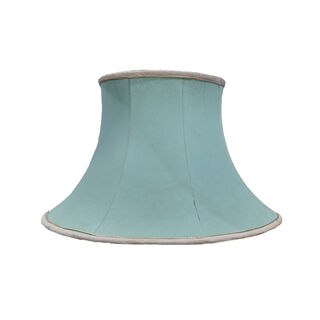 Standing Lamp Shade #4 - Bell Shape Teal w/ Cream Trim (H: 31cm x Top: 28cm x Bottom: 54cm)