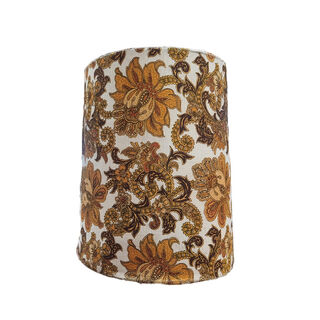 Standing Lamp Shade #6 - Tapered Drum Shape Cream w/ Paisley Pattern (H: 40cm x Top: 30cm x Bottom: 35cm)