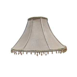 Standing Lamp Shade #7 - Classic Empire Shape Beige w/ Gold trim & Crystal Drops (H: 27cm x Top: 19cm x Bottom: 48cm)
