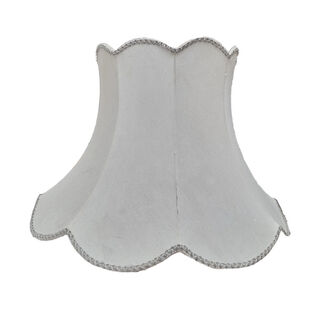 Standing Lamp Shade #12 - Bell Shape w/ Scallop Edges Cream w/ Silver Trim (H: 41cm x Top: 34cm x Bottom: 58cm)