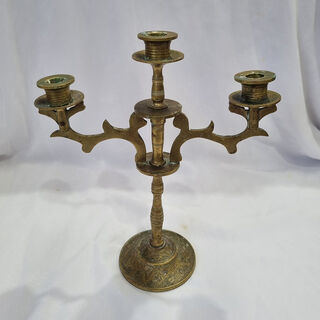 Brass Candlestick - 3 Holder (H :29cm x W: 9.5cm x L: 25cm)