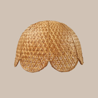 Hanging Lamp Shade #3 - Bowl Shaped w/ Scalloped Edges Brown Woven Fibres