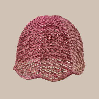 Hanging Lamp Shade #4 - Bowl Shaped w/ Scalloped Edges Red Woven Cord