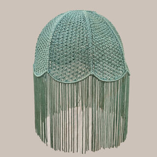 Hanging Lamp Shade #5 - Bowl Shaped w/ Scalloped Edges Teal Woven Cord w/ Tassel