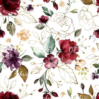 Burgandy floral on white