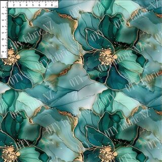 Emerald alcohol ink floral