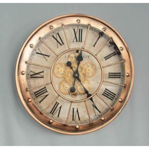 GEAR CLOCK 59CM DISTRESSED COPPER