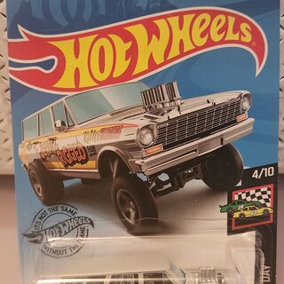 Hot Wheels Race Day 4/10 1964 Nova Wagon Gasser - Jerry Rigged Silver