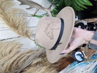 Wide Brim hat with Horse design