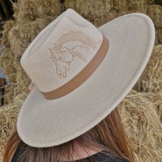 Wide Brim hat with Horse design