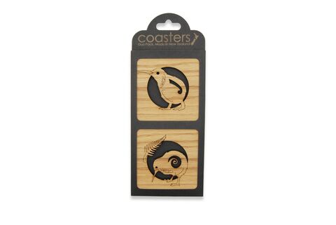 Duo Wooden Coasters Kiwi