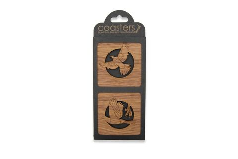 Duo Wooden Coasters Kereru