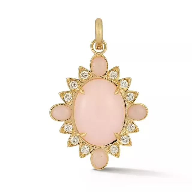 NORA 14-carat gold, pink opal and diamond charm