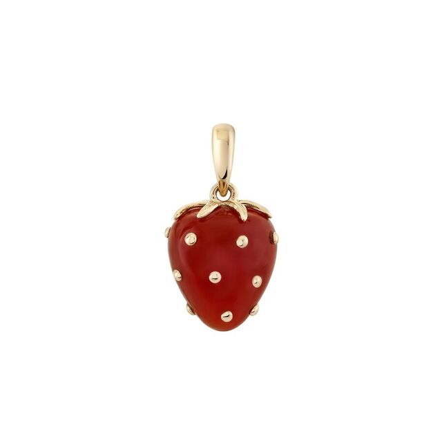 PETITE STRAWBERRY AGATE and 14-carat gold pendant