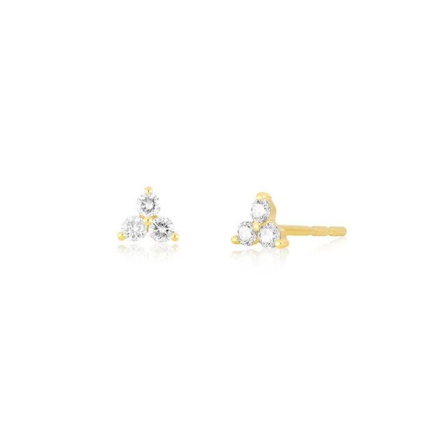 DIAMOND TRIO 14 - carat yellow gold stud earrings