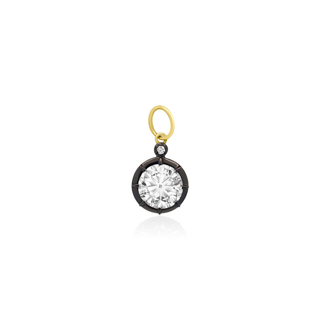 WHITE TOPAZ 14-carat gold and diamond charm