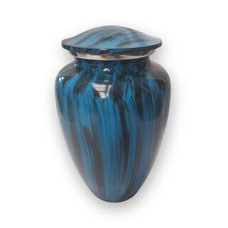 Ceramic Adult Urn - Blue and Black Stripe