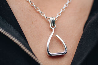 Sterling Silver Jump Stirrup with Bale Pendant & Chain Set