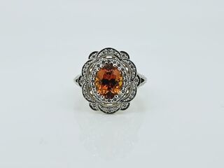 Spessartine Garnet and Diamond ring