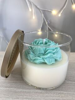 Repurposed Glass Peony Rose Candle