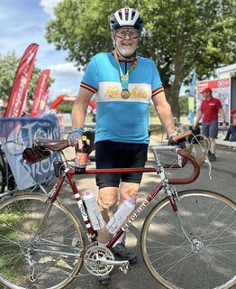 Robert with his Hetchins jersey and bike