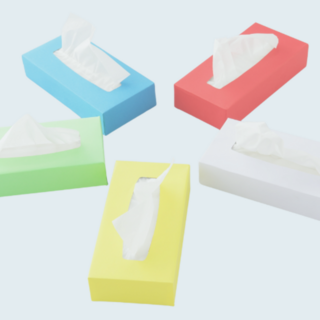 Tissues in boxes of 100