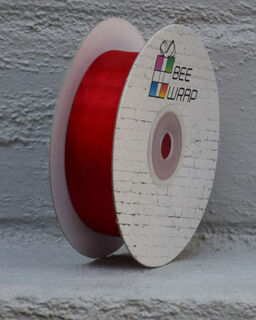 Cut Edge Organza 25mm X 50mtrs Red - Bee Dee