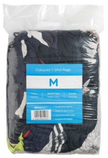 Coloured T-Shirt Rags - Assorted 2kg Compressed Bale A Grade- Matthews