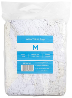 White T-Shirt Rags 2kg Compressed Bale A Grade - Matthews