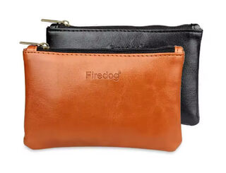 Tobacco Pouch in Black or Tan PU Leather - Lined with Zippered Top
