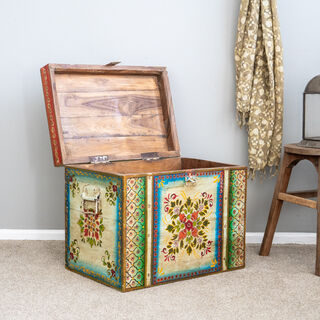 Painted Vintage Teak Blanket Box