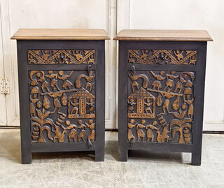 Tribal Bedside Table Black PRE ORDER