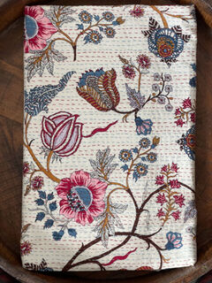 White Fantasy Kantha Quilt
