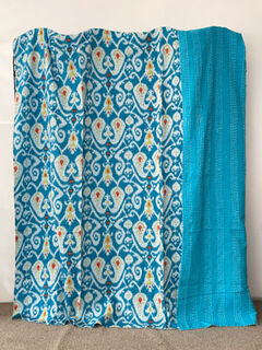 Ikat Kantha Quilt Blue