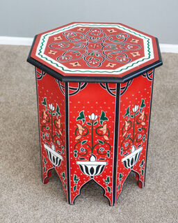 Hand Painted Tea Table Red